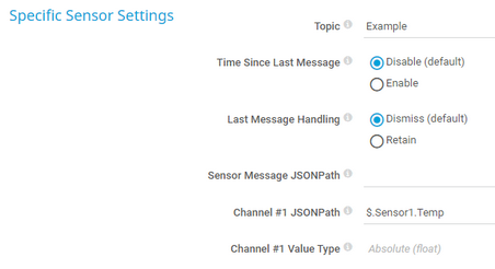 Specific Sensor Settings